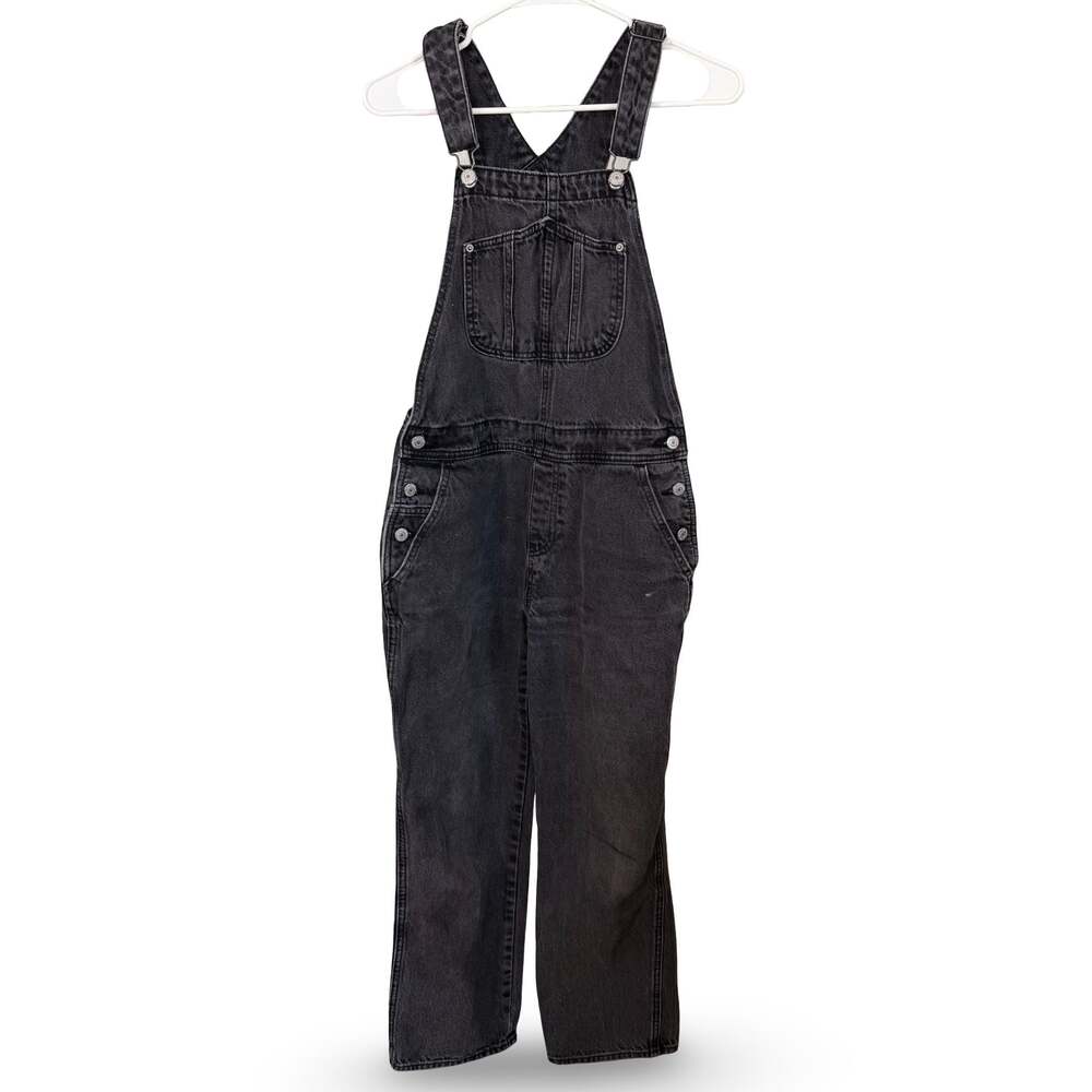Women’s Black Distressed Denim Overalls Bib Painter Workwear Size 6